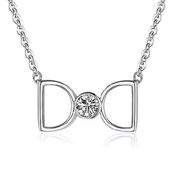 Zircon Shiny Retro Fashion Simple with Extension Chain Silver Plated Necklace Women s Pendant Ornament