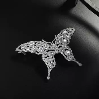 Zirconia Butterfly Designer Hair Wear Hair Clip Luxury Hair Jewelry For Women Girls Cute Hair Accessories Imitation Rhodium Plated
