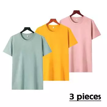 ZIRUNKING 2023, новинка лета 2023, однотонная футболка из 100% хлопка, 3 шт., однотонная футболка унисекс, повседневная базовая футболка с круглым вырезом, мужская/женская, классические топы высокого качества HUIPA1-3 шт. 5XL