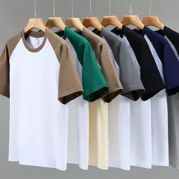 ZIRUNKING 2024 Летние футболки унисекс, топы, футболки, рукав реглан, 100% хлопок, короткий рукав, уличный стиль, футболки с круглым вырезом HMCJD S