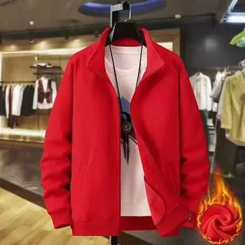 ZIRUNKING 2024 Мужская флисовая толстовка, однотонная куртка с длинными рукавами, повседневный свободный топ на молнии KAISHAN M