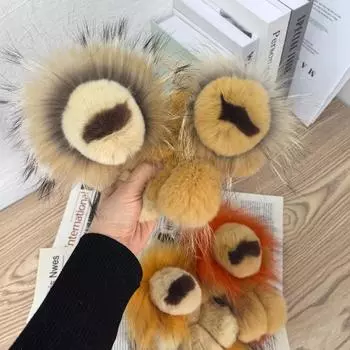ZIRUNKING Plush Lion Keychain Animals Toy Jungle Animal Plush Keychain Soft Backpack Ornaments Pendant Key Ring