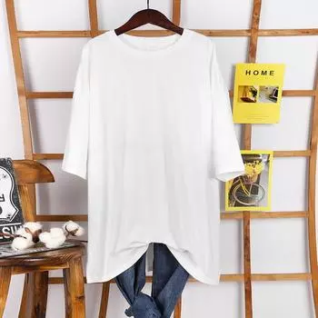 ZIRUNKING женская футболка в стиле Харадзюку, хлопковый свободный повседневный топ с круглым вырезом и короткими рукавами, один размер M