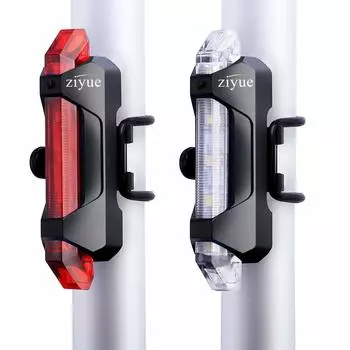 ziyue Safety Light Велосипедный задний фонарь USB перезаряжаемый светодиод высокой яркости водонепроницаемый 4 режима освещения задний фонарь (Красный Белый)