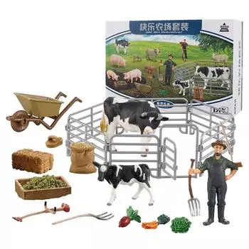 Zj67 Happy Farm Diy Puzzle Poultry Animal Simulation Cow Sheep Pig Micro World Static Sand Table Ornament Toy