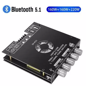 ZK-HT21 2.1-канальный TDA7498E 160WX2+220W Bluetooth цифровой усилитель мощности модуль сабвуфера с высоким и низким тоном