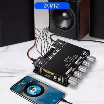 ZK-MT21 2,1-канальный Bluetooth-усилитель, плата 50 Втx2 + 100 Вт, Hi-Fi сабвуфер, стереоусилитель, плата C15H/C50L/C100L, плата усилителя AUX inpu