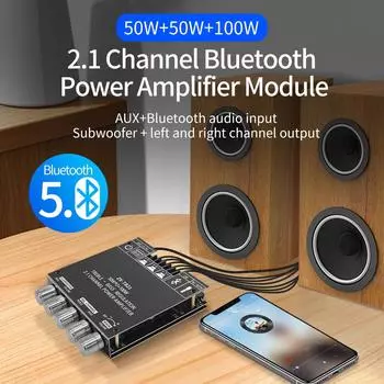 ZK-TB21 Bluetooth 5.0 сабвуфер усилитель плата 50 Вт*2+100 Вт 2.1 канальный усилитель звука стерео бас усилитель TPA3116D2 усилители плата