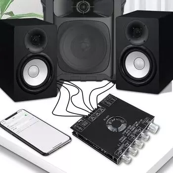 ZKAS21 Компактный 2.1-канальный TPA3255 BT цифровой усилитель мощности плата модуля высокого и низкого тона чёрный