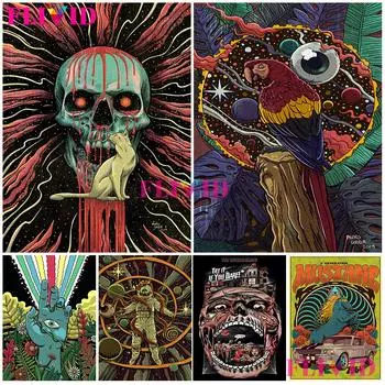 Злой Мустанг, Глаз Ада, Скелет и Черная Кошка Художественный Плакат Украшение Гостиной Картина Маслом Плакат 21cm30cm NoFrame