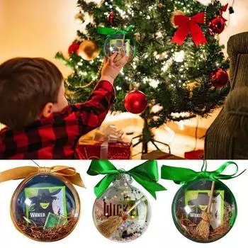 Злые рождественские украшения 3,15-дюймовые прозрачные шары с ведьминой летающей метлой, подвесное украшение на елку для праздничного домашнего декора C