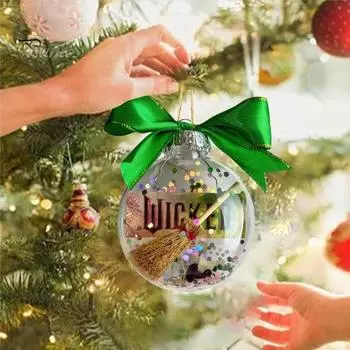 Злые рождественские украшения 3,15-дюймовые прозрачные шары с ведьминой летающей метлой, подвесное украшение на елку для праздничного домашнего декора C