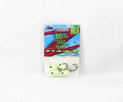 Zman Jighead Micro Shad HeadZ 3/16 унций, размер 2 4 шт./упаковка Glow (6810)