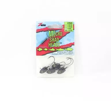 Zman Jighead Micro Shad HeadZ 3/16 унций, размер 2 4 шт./упаковка, черный (6797)