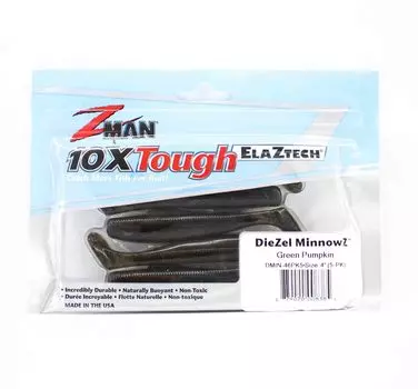 Zman Мягкая приманка Diezel MinnowZ 4 дюйма 5 в упаковке Зеленая тыква (8385)