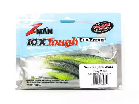Zman Мягкая приманка Jerk ShadZ 5 дюймов 5 в упаковке Сексуальная кефаль (4769)