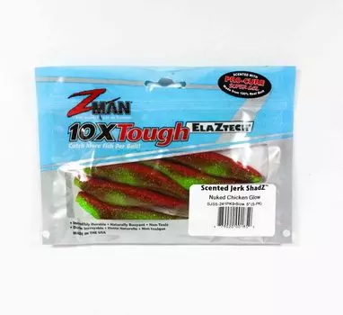 Zman Мягкая приманка Jerk ShadZ 5 дюймов 5 в упаковке Nuked Chicken Glow (1850)