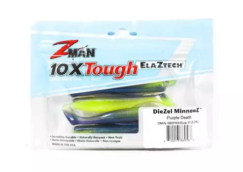 Zman Soft Lure Diezel MinnowZ 4 Inch 5 шт. в упаковке Purple Death (0566)