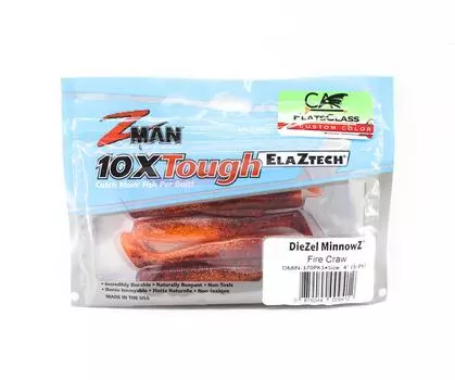 Zman Soft Lure Diezel MinnowZ 4 Inch 5 шт. в упаковке Fire Craw (9412)