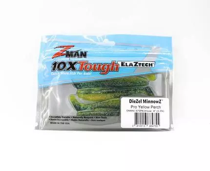 Zman Soft Lure Diezel MinnowZ 4 Inch 5 шт. в упаковке Pro Yellow Perch (4755)