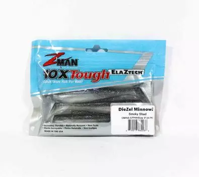 Zman Soft Lure Diezel MinnowZ 5 дюймов 4 шт. в упаковке Smoky Shad (0238)