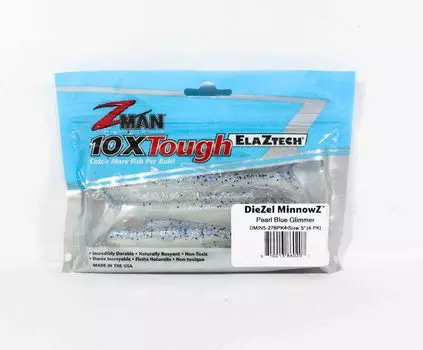 Zman Soft Lure Diezel MinnowZ 5 Inch 4 штуки в упаковке Pearl Blue Glimmer (0207)