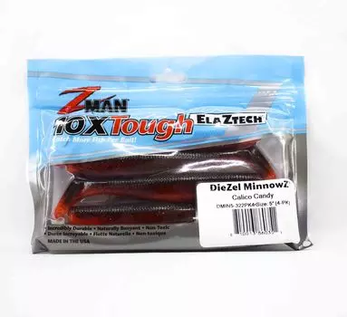 Zman Soft Lure Diezel MinnowZ 5 Inch 4 шт. в упаковке Calico Candy (0351)