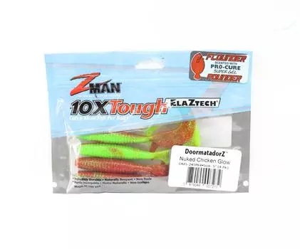 Мягкая приманка Zman DoormatadorZ 5 дюймов 4 шт. в упаковке Nuked Chicken Glow (7272)