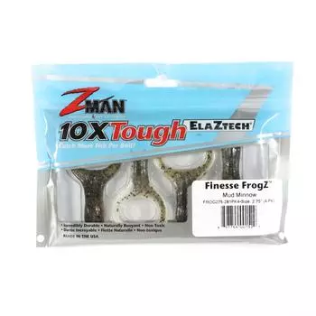 Zman Soft Lure Finesse FrogZ 2,75 дюйма, 4 шт. в упаковке, Mud Minnow (1529)