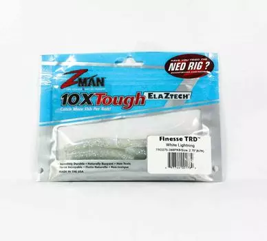 Zman Soft Lure Finesse TRD 2,75 дюйма, 8 шт., белая молния (1789 г.)