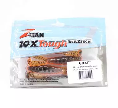 Zman Мягкая приманка «Коза» 3,75 дюйма, 4 шт. в упаковке, зеленая тыква/оранжевый (4295)