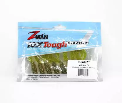 Zman Soft Lure GrubZ 2,5 дюйма, 8 шт. в упаковке Midnight Oil (3523)