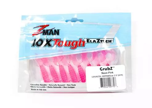 Zman Soft Lure GrubZ 2,5 дюйма, 8 штук в упаковке, неоново-розовый (7708)