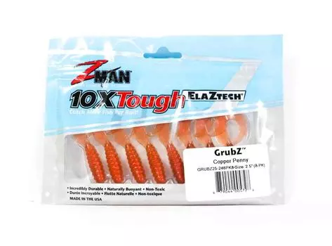 Zman Soft Lure GrubZ 2,5 дюйма, 8 шт. в упаковке, медные пенни (5728)