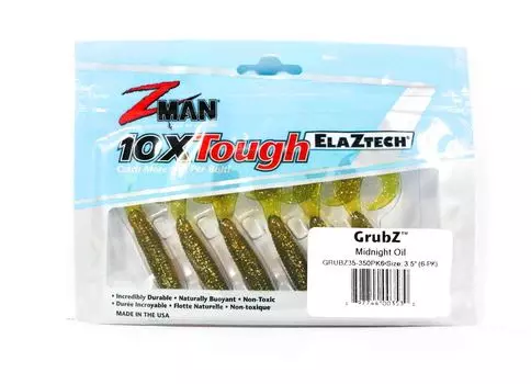 Zman Soft Lure GrubZ 3,5 дюйма, 6 шт. в упаковке Midnight Oil (3530)