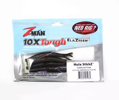 Zman Soft Lure Hula Stickz 4 дюйма, 6 шт. в упаковке, калифорнийский зоб (5285)