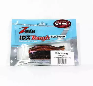 Zman Soft Lure Hula Stickz 4 дюйма 6 в упаковке Линяющий рак (9856)