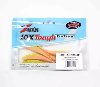 Zman Soft Lure Jerk ShadZ 4 дюйма, 5 шт. в упаковке, электрическая курица (4414)