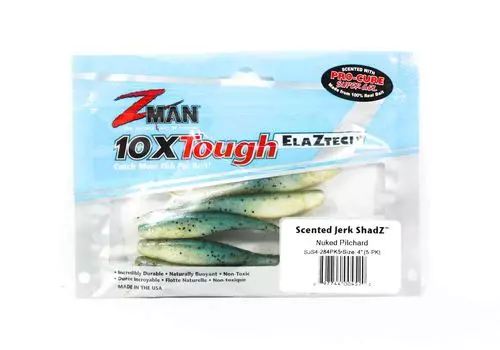 Zman Soft Lure Jerk ShadZ 4 дюйма, 5 шт. в упаковке Nuked Pilchard Glow (4520)