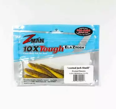 Zman Soft Lure Jerk ShadZ 4 дюйма, 5 шт. в упаковке, синяк банан (4513)