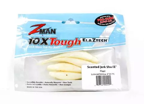 Zman Soft Lure Jerk ShadZ 4 дюйма, 5 шт. в упаковке, жемчуг (4421)