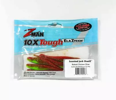 Zman Soft Lure Jerk ShadZ 4 Inch 5 шт. в упаковке Nuked Chicken Glow (4438)