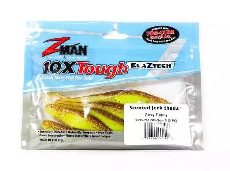 Zman Soft Lure Jerk ShadZ 5 дюймов 5 в упаковке Sexy Penny (1406)
