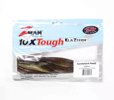 Zman Soft Lure Jerk ShadZ Scented 7 дюймов, 4 шт. в упаковке Redbone Glow (2161)