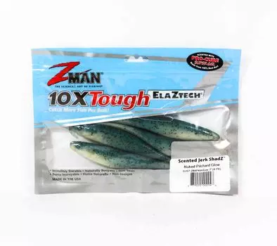 Zman Soft Lure Jerk ShadZ Scented 7 дюймов, 4 шт. в упаковке Nuked Pilchard G (2246)