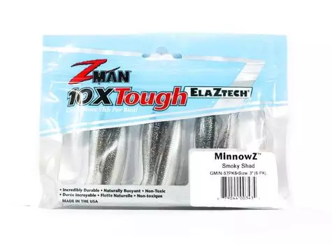 Zman Soft Lure MinnowZ 3 дюйма 6 шт. в упаковке Smoky Shad (3434)