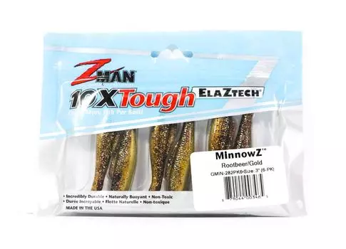 Zman Soft Lure MinnowZ 3 дюйма 6 шт. в упаковке Rootbeer Gold (3465)