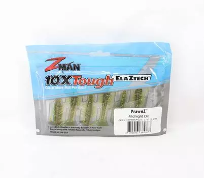 Zman Soft Lure PrawnZ 2,5 дюйма, 6 шт. в упаковке Midnight Oil (5387)