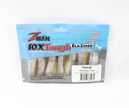 Zman Soft Lure PrawnZ 2,5 дюйма, 6 шт. в упаковке Rootbeer Gold (5035)