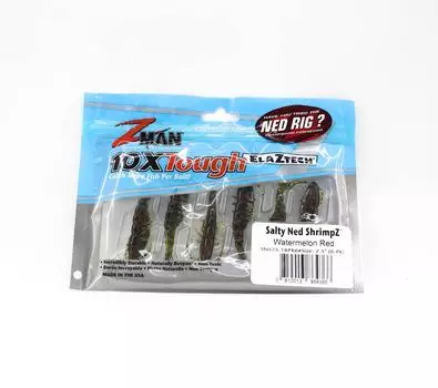 Zman Soft Lure Salty Ned ShrimpZ 2,5 дюйма, 6 штук в упаковке, арбузно-красный (4366)